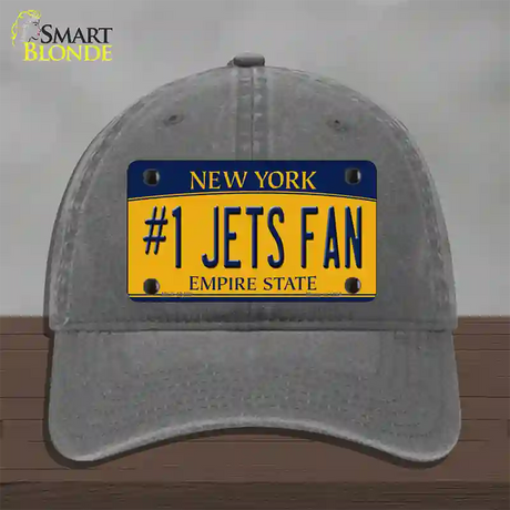 Number 1 Jets Fan New York Novelty License Plate Hat Tag Unconstructed Cotton / Charcoal