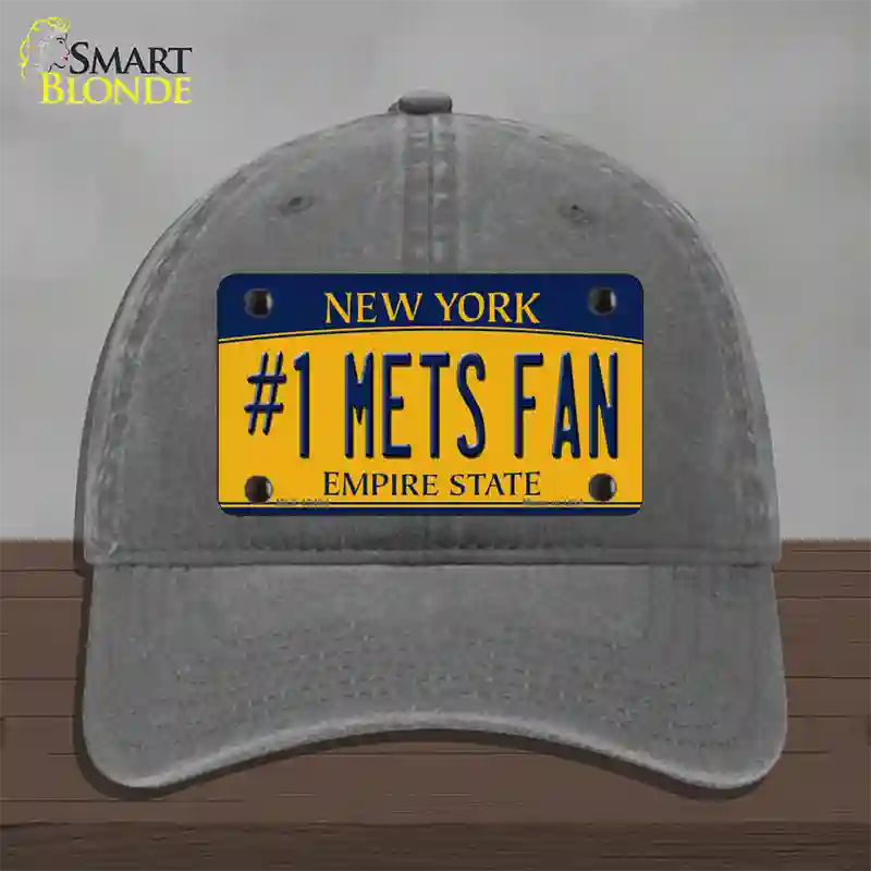 Number 1 Mets Fan Novelty License Plate Hat Tag Unconstructed Cotton / Charcoal