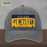 Number 1 Mets Fan Novelty License Plate Hat Tag Unconstructed Cotton / Charcoal