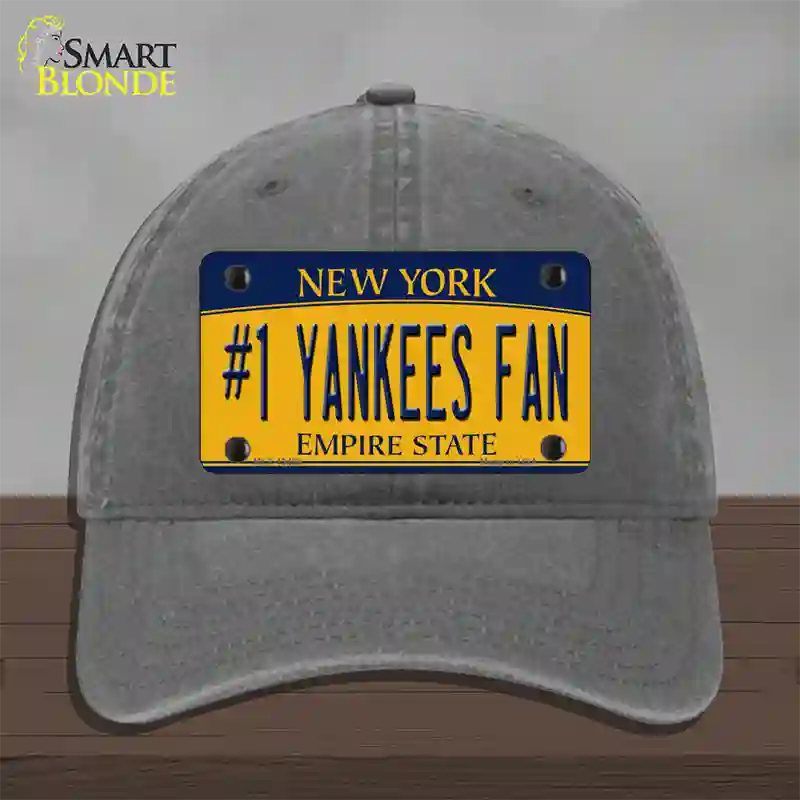 Number 1 Yankees Fan Novelty License Plate Hat Tag Unconstructed Cotton / Charcoal