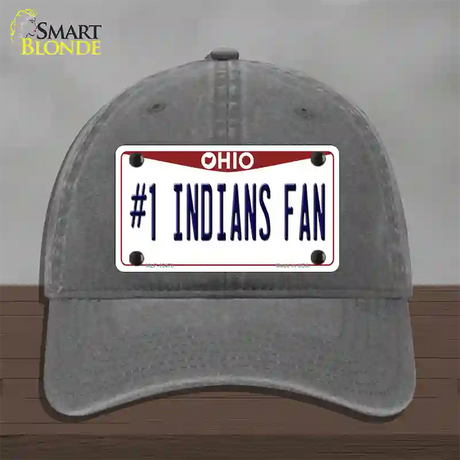 Number 1 Indians Fan Novelty License Plate Hat Tag Unconstructed Cotton / Charcoal