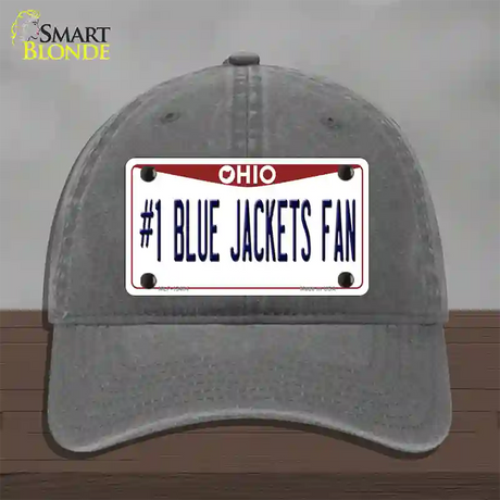 Number 1 Blue Jackets Fan Novelty License Plate Hat Tag Unconstructed Cotton / Charcoal