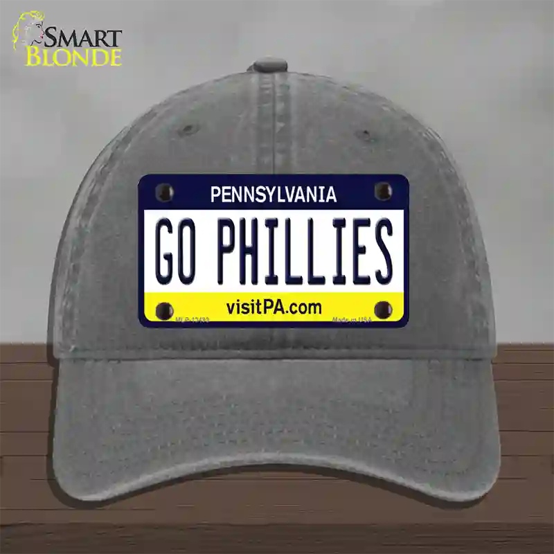 Go Phillies Novelty License Plate Hat Tag Unconstructed Cotton / Charcoal