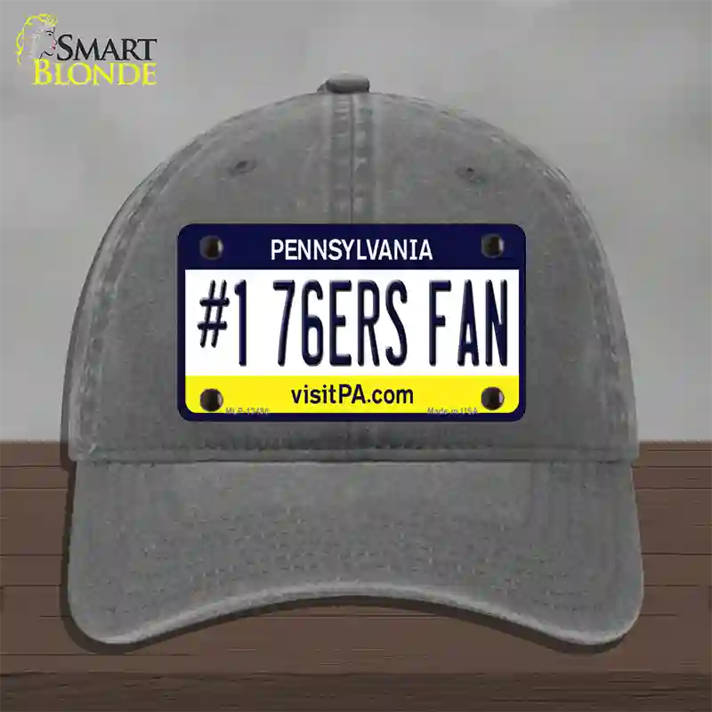 Number 1 76ers Fan Novelty License Plate Hat Tag Unconstructed Cotton / Charcoal