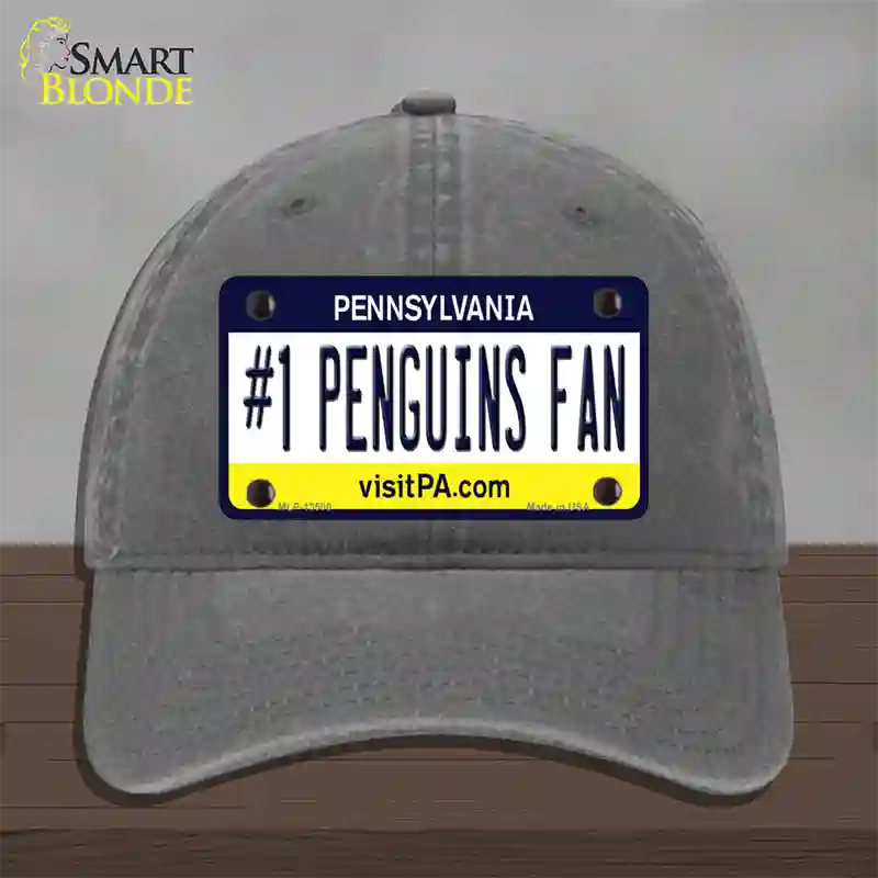 Number 1 Penguins Fan Novelty License Plate Hat Tag Unconstructed Cotton / Charcoal