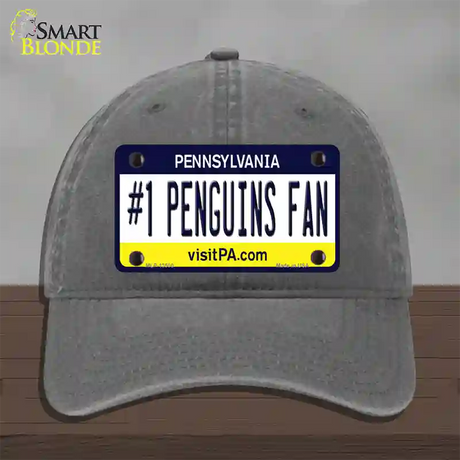 Number 1 Penguins Fan Novelty License Plate Hat Tag Unconstructed Cotton / Charcoal