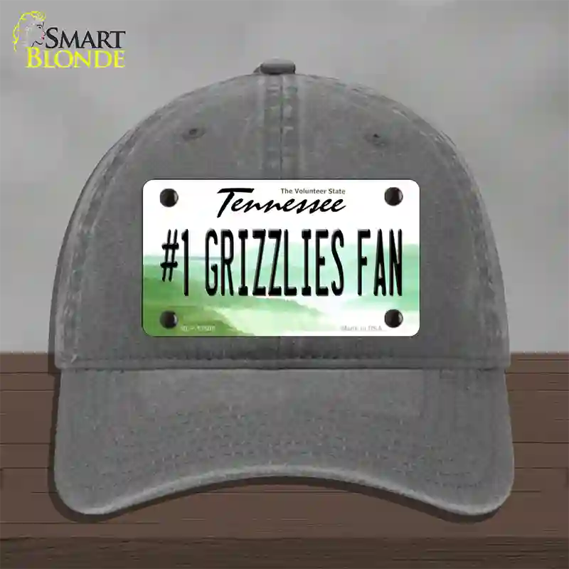 Number 1 Grizzlies Fan Novelty License Plate Hat Tag Unconstructed Cotton / Charcoal