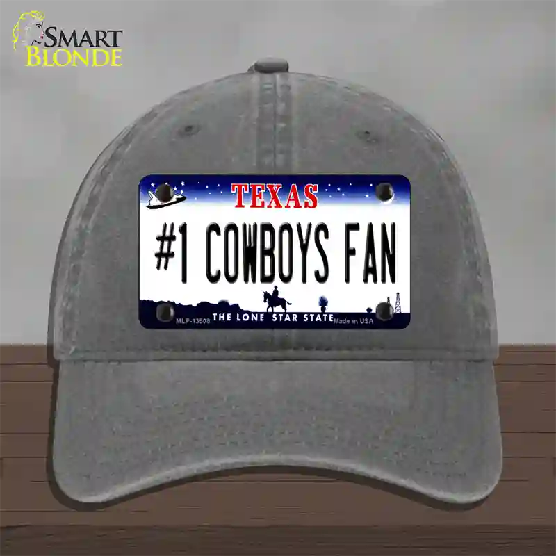 Number 1 Cowboys Fan Novelty License Plate Hat Tag Unconstructed Cotton / Charcoal