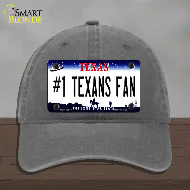 Number 1 Texans Fan Novelty License Plate Hat Tag Unconstructed Cotton / Charcoal