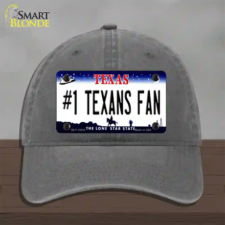 Number 1 Texans Fan Novelty License Plate Hat Tag Unconstructed Cotton / Charcoal