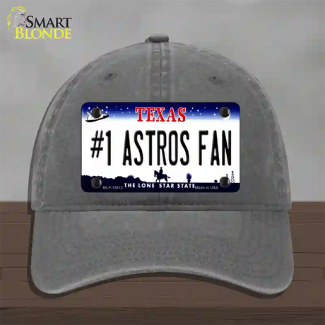 Number 1 Astros Fan Novelty License Plate Hat Tag Unconstructed Cotton / Charcoal