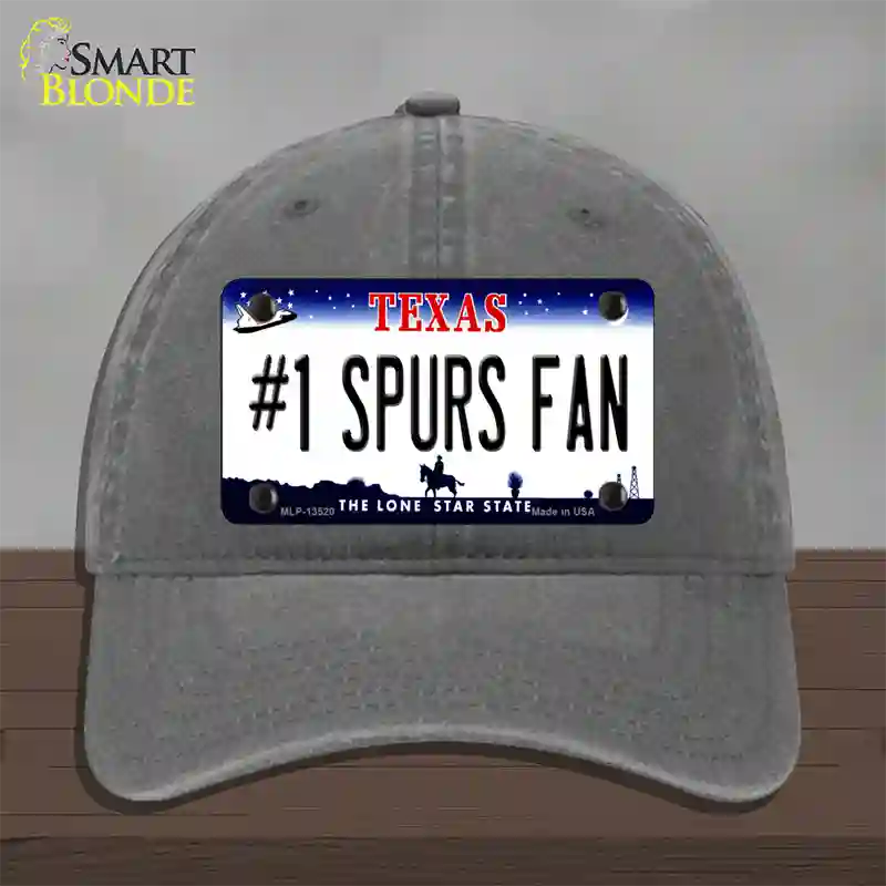 Number 1 Spurs Fan Novelty License Plate Hat Tag Unconstructed Cotton / Charcoal