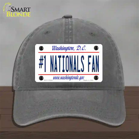 Number 1 Nationals Fan Novelty License Plate Hat Tag Unconstructed Cotton / Charcoal