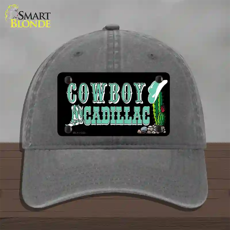 Cowboy Cadillac Novelty License Plate Hat Unconstructed Cotton / Charcoal