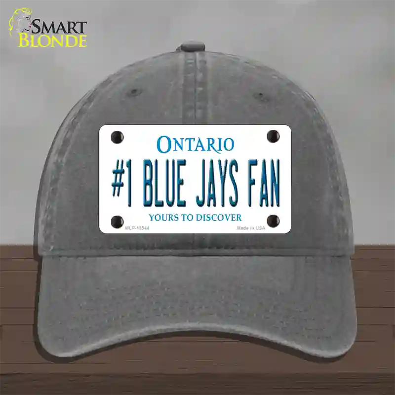 Number 1 Blue Jays Fan Novelty License Plate Hat Tag Unconstructed Cotton / Charcoal