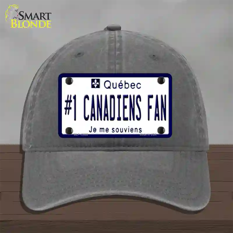 Number 1 Canadiens Fan Novelty License Plate Hat Tag Unconstructed Cotton / Charcoal