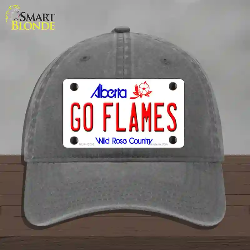 Go Flames Novelty License Plate Hat Tag Unconstructed Cotton / Charcoal