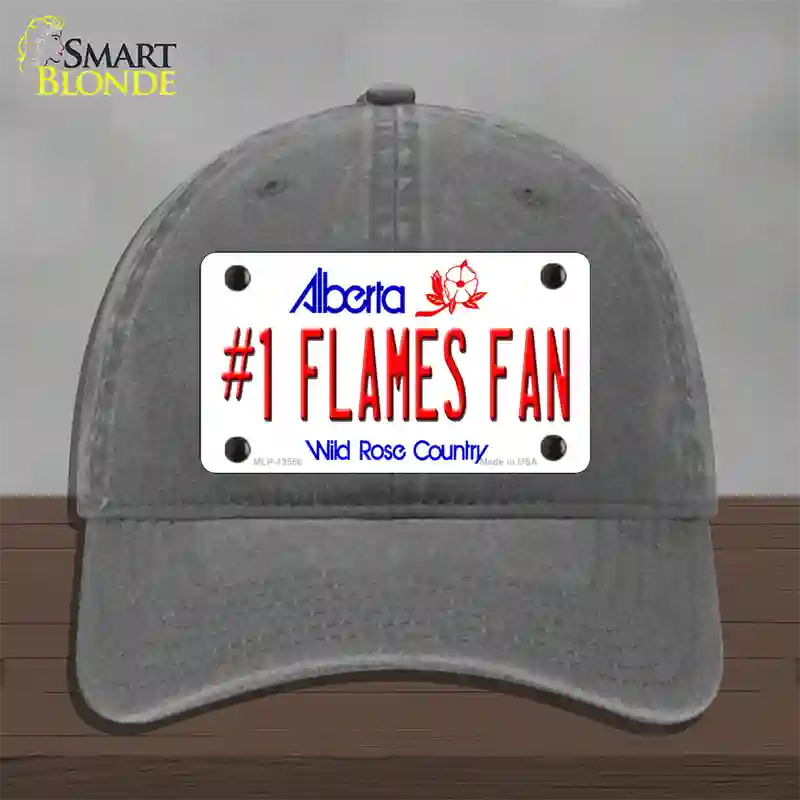 Number 1 Flames Fan Novelty License Plate Hat Tag Unconstructed Cotton / Charcoal