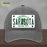 Sarasota Florida Novelty License Plate Hat Unconstructed Cotton / Charcoal