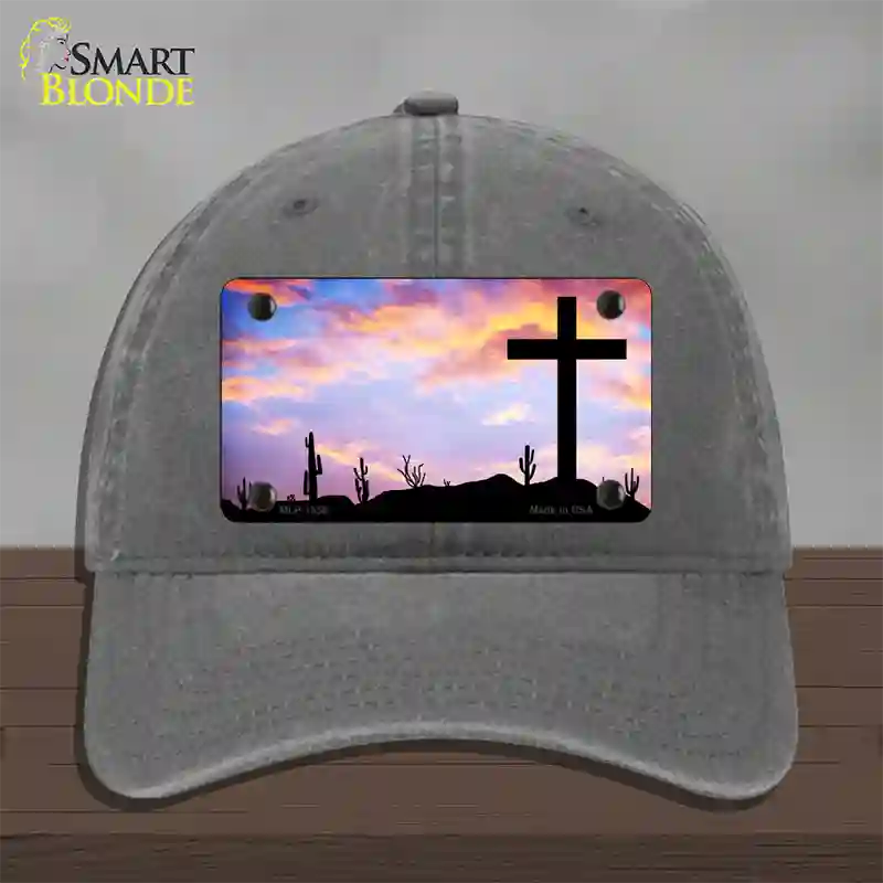 Cross Sunrise Photograph Novelty License Plate Hat Unconstructed Cotton / Charcoal