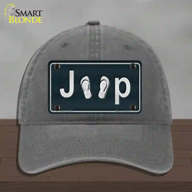 J**P Flipflop Novelty License Plate Hat Tag Unconstructed Cotton / Charcoal