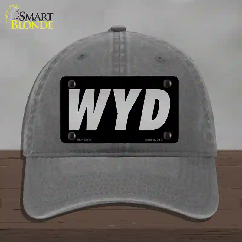 WYD Black Novelty License Plate Hat Tag Unconstructed Cotton / Charcoal