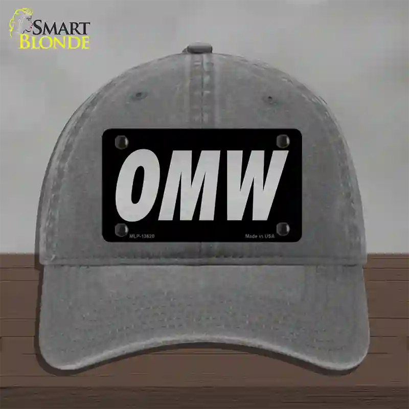 OMW Black Novelty License Plate Hat Tag Unconstructed Cotton / Charcoal