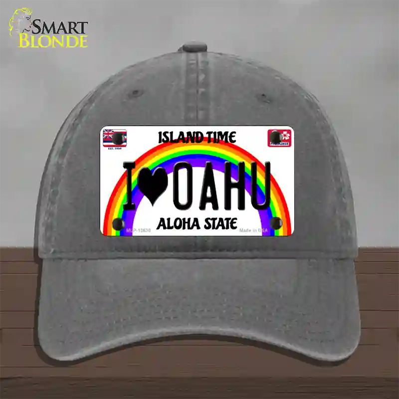 I Heart Oahu Novelty License Plate Hat Tag Unconstructed Cotton / Charcoal