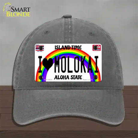 I Heart Molokai Novelty License Plate Hat Tag Unconstructed Cotton / Charcoal