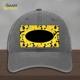 Yellow Black Camouflage With Black Center Oval Novelty License Plate Hat Unconstructed Cotton / Charcoal