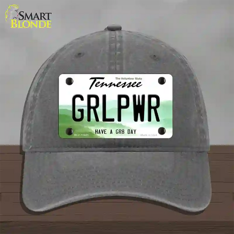 Girl Power Novelty License Plate Hat Tag Unconstructed Cotton / Charcoal