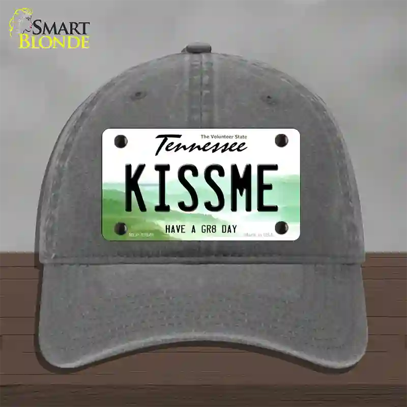 Kiss Me Novelty License Plate Hat Tag Unconstructed Cotton / Charcoal