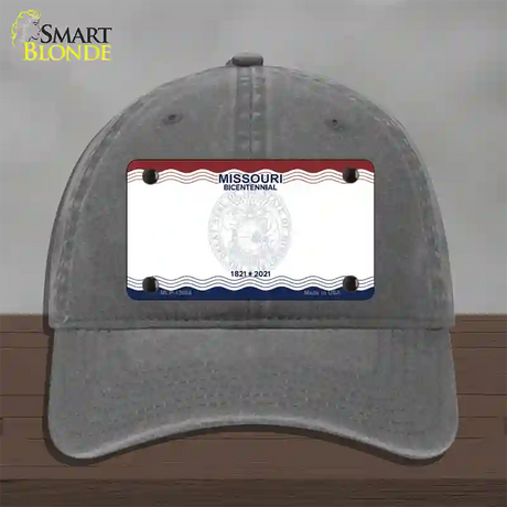 Missouri Bicentennial State Blank Novelty License Plate Hat Unconstructed Cotton / Charcoal