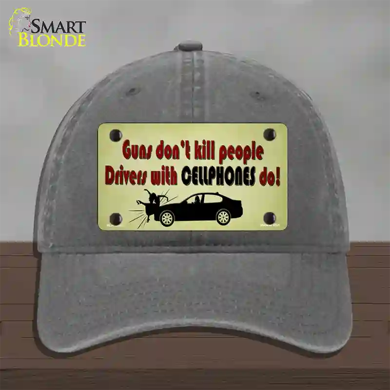 Drivers With Cellphones Do Novelty License Plate Hat Tag Unconstructed Cotton / Charcoal