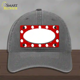 White Red Polka Dot Center Oval Novelty License Plate Hat Unconstructed Cotton / Charcoal