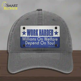 Welfare Depends On You Novelty License Plate Hat Tag Unconstructed Cotton / Charcoal