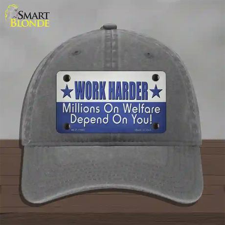 Welfare Depends On You Novelty License Plate Hat Tag Unconstructed Cotton / Charcoal