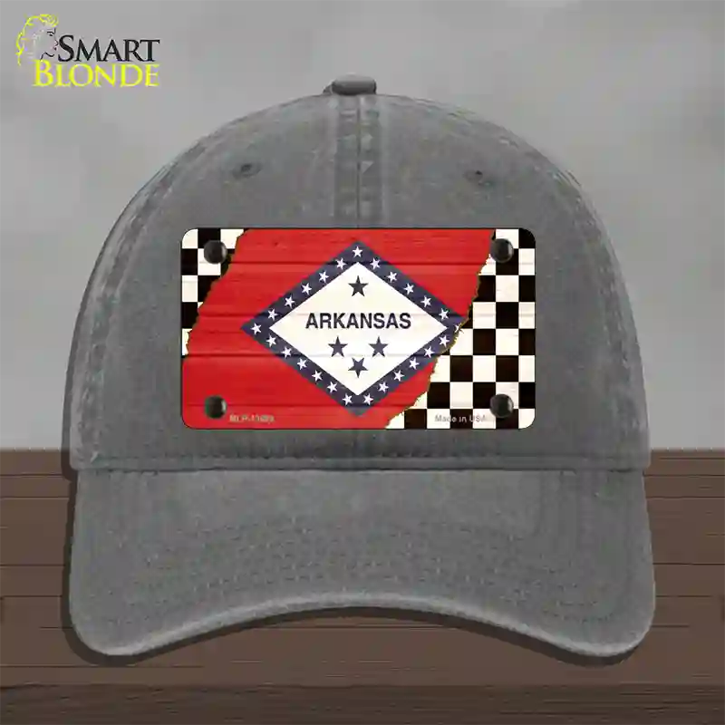 Arkansas Racing Flag Novelty License Plate Hat Tag Unconstructed Cotton / Charcoal