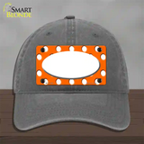 White Orange Polka Dots Center Oval Novelty License Plate Hat Unconstructed Cotton / Charcoal