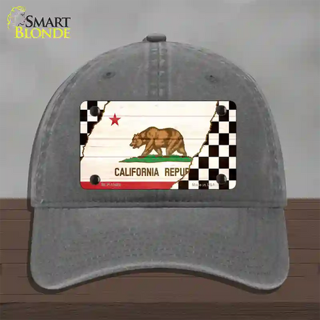 California Racing Flag Novelty License Plate Hat Tag Unconstructed Cotton / Charcoal