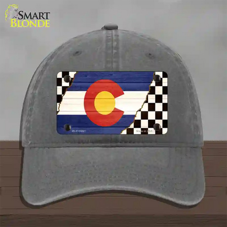 Colorado Racing Flag Novelty License Plate Hat Tag Unconstructed Cotton / Charcoal