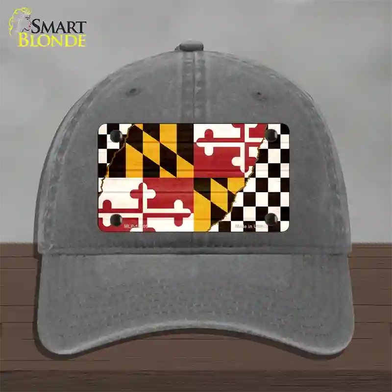 Maryland Racing Flag Novelty License Plate Hat Tag Unconstructed Cotton / Charcoal