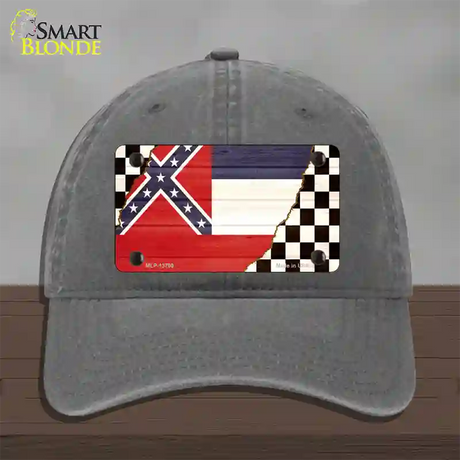 Mississippi Racing Flag Novelty License Plate Hat Tag Unconstructed Cotton / Charcoal