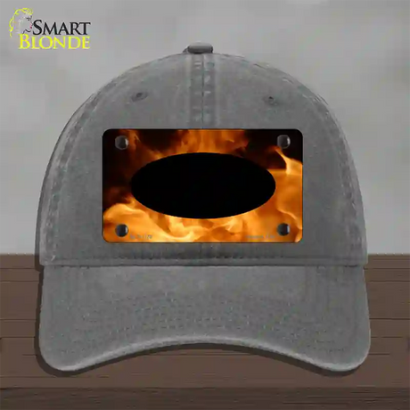 Real Flame With Black Center Oval Novelty License Plate Hat Unconstructed Cotton / Charcoal