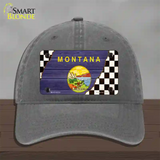 Montana Racing Flag Novelty License Plate Hat Tag Unconstructed Cotton / Charcoal