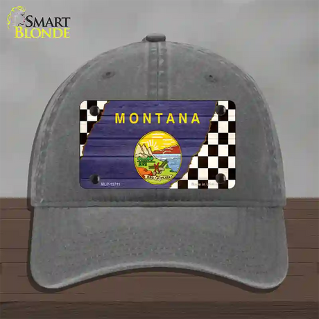 Montana Racing Flag Novelty License Plate Hat Tag Unconstructed Cotton / Charcoal