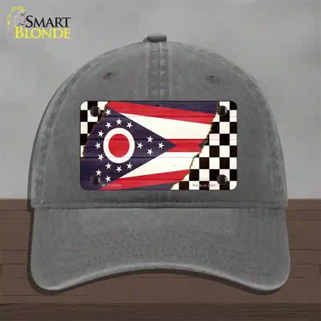 Ohio Racing Flag Novelty License Plate Hat Tag Unconstructed Cotton / Charcoal