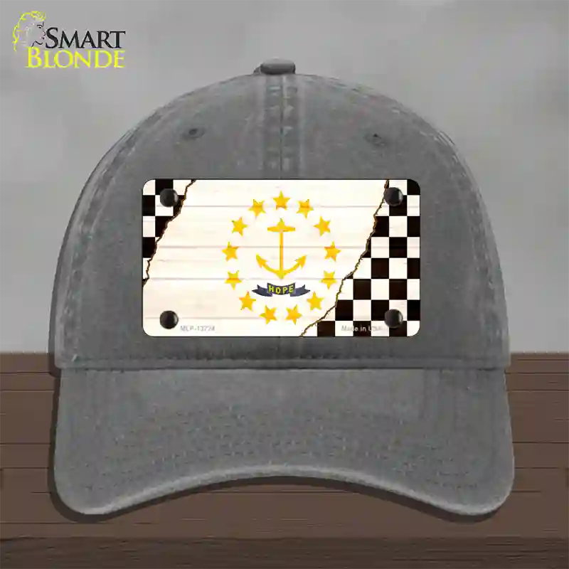 Rhode Island Racing Flag Novelty License Plate Hat Tag Unconstructed Cotton / Charcoal