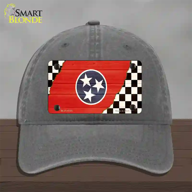 Tennessee Racing Flag Novelty License Plate Hat Tag Unconstructed Cotton / Charcoal