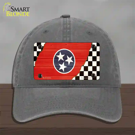 Tennessee Racing Flag Novelty License Plate Hat Tag Unconstructed Cotton / Charcoal